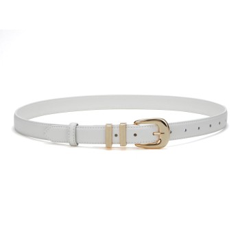 Women's White Belt with Gold Buckle