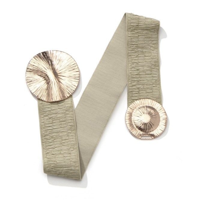 Women's dress wide elastic belt with round buckle