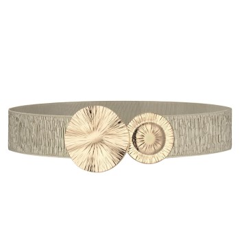 Women's dress wide elastic belt with round buckle