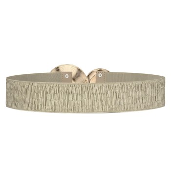 Women's dress wide elastic belt with round buckle