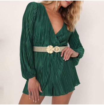 Women's dress wide elastic belt with round buckle