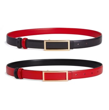 Women's red and black reversible belt