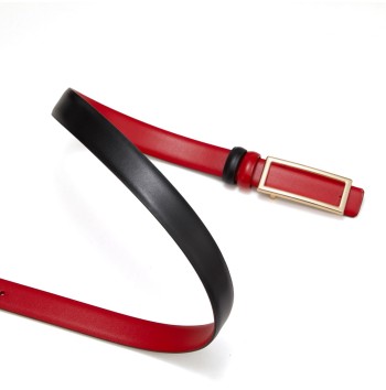Women's red and black reversible belt