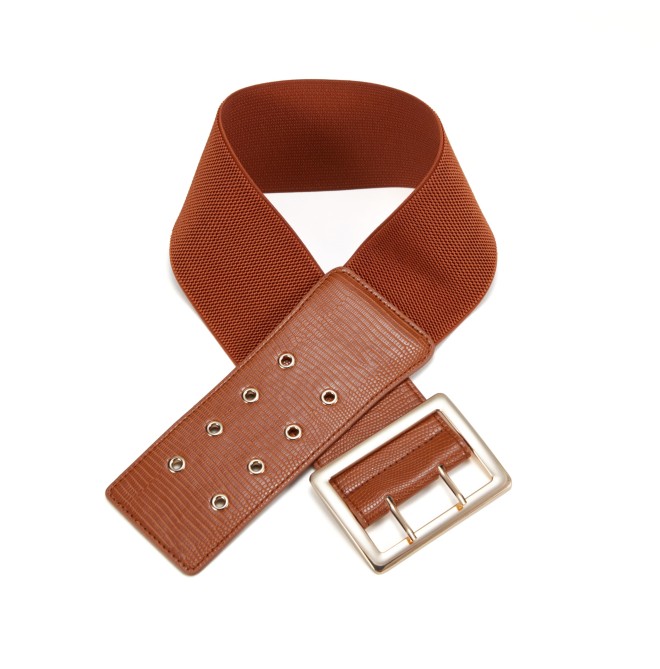 Women's Fashion Belt with Gold Rectangular Buckle