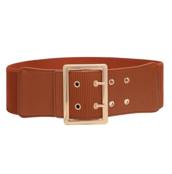 Women's Fashion Belt with Gold Rectangular Buckle