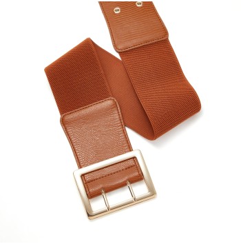 Women's Fashion Belt with Gold Rectangular Buckle