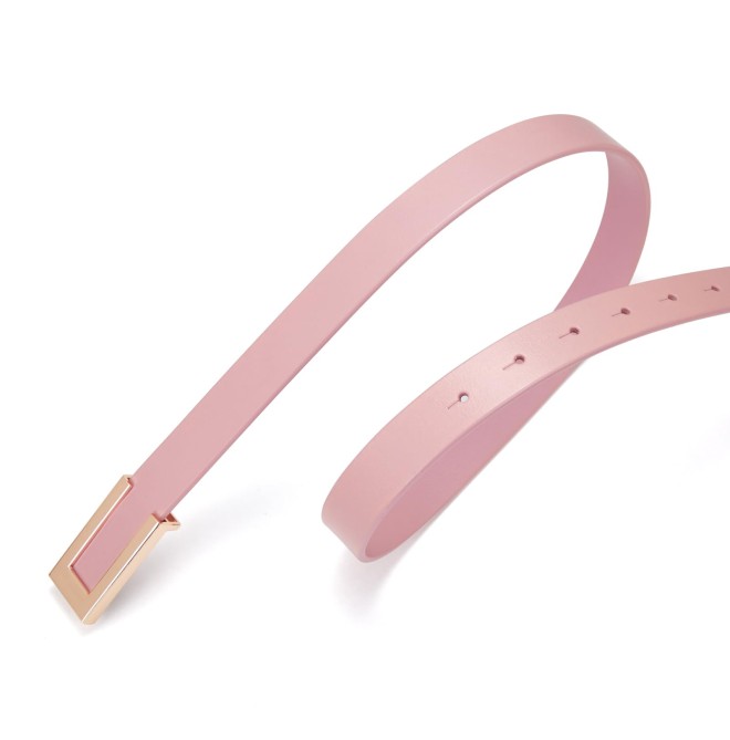 Women's Pink Thin Belt with Gold Buckle