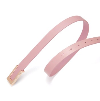 Women's Pink Thin Belt with Gold Buckle
