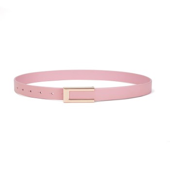 Women's Pink Thin Belt with Gold Buckle