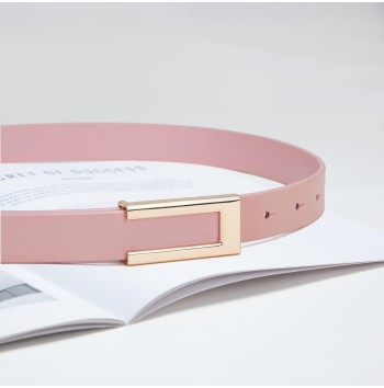 Women's Pink Thin Belt with Gold Buckle