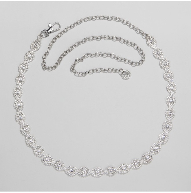 Silver Sparkling Crystal Diamond Belt