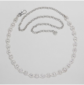 Silver Sparkling Crystal Diamond Belt