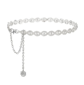 Silver Sparkling Crystal Diamond Belt