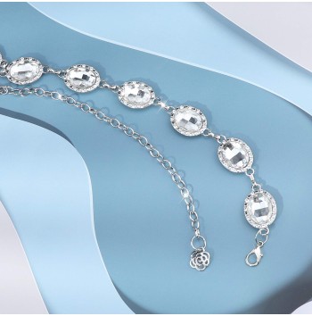Women's Metal Belt Round Crystal Dress Waist Chain