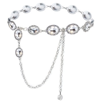 Women's Metal Belt Round Crystal Dress Waist Chain