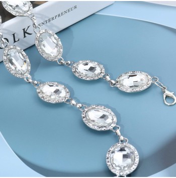 Women's Metal Belt Round Crystal Dress Waist Chain