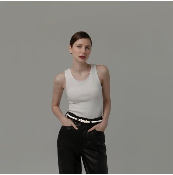 Women's white ultra-thin belt