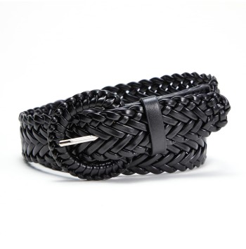 Women's Black Wide Braided Belt