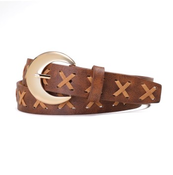 Women's Belt with X-shaped Lace Detail