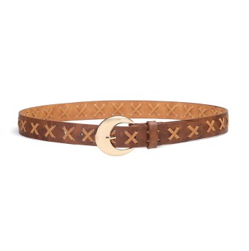 Women's Belt with X-shaped Lace Detail
