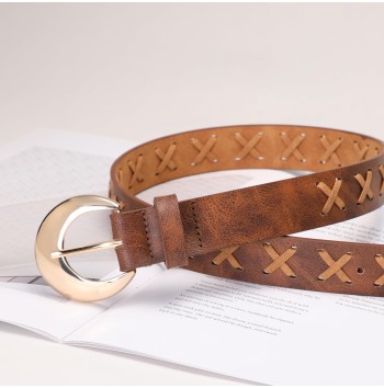 Women's Belt with X-shaped Lace Detail