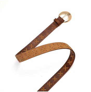Women's Belt with X-shaped Lace Detail