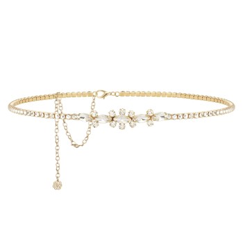Rhinestone belt with floral pattern