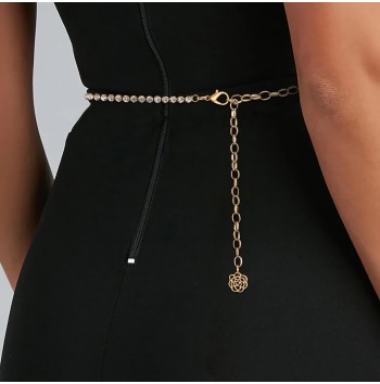 Rhinestone belt with floral pattern