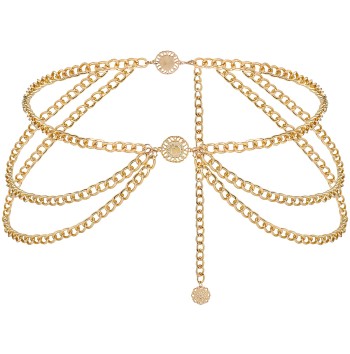 Women's multi-layered chain metal belt