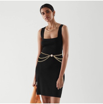 Women's multi-layered chain metal belt