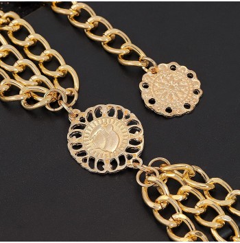 Women's multi-layered chain metal belt