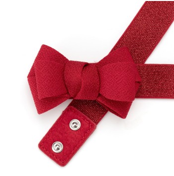Women's Red Thin Bow Elastic Belt