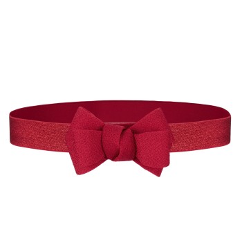 Women's Red Thin Bow Elastic Belt