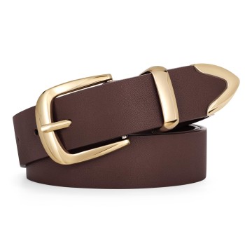 Fashionable women's gold buckle belt