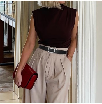 Women's Black Ratchet Belt with Gold Buckle