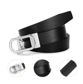 Women's Black Ratchet Belt with Gold Buckle