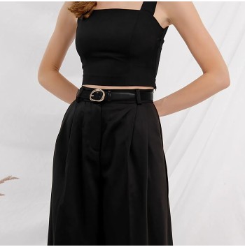 Casual Belt with Irregular Shaped Gold Buckle