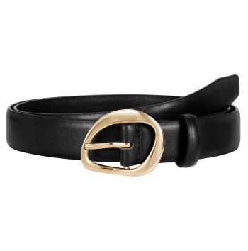 Casual Belt with Irregular Shaped Gold Buckle